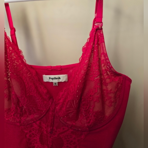 Popilush | Viral TT Hot Pink Lace Slimming Bodysuit M - Picture 6 of 8